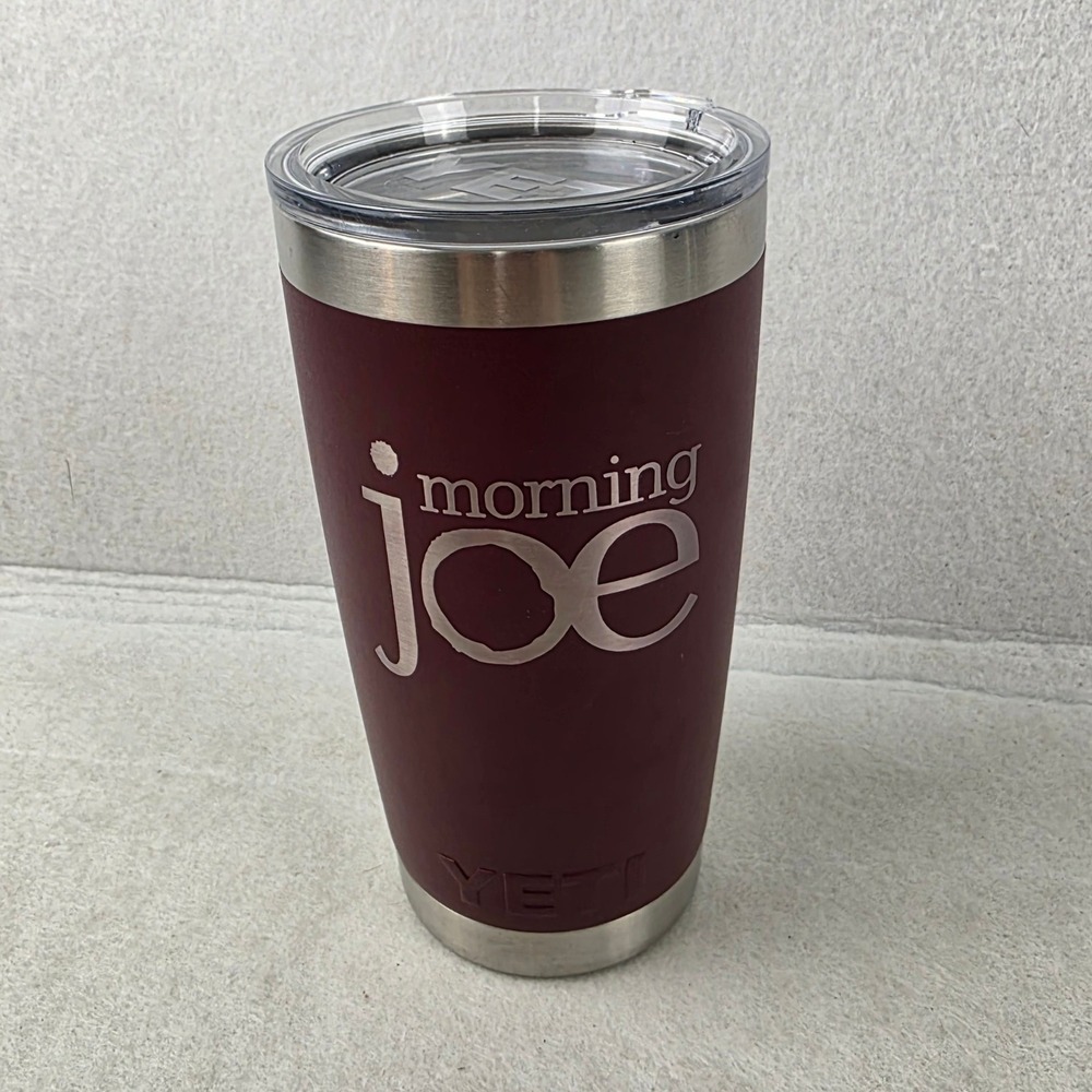 YETI Rambler 20 oz Tumbler Harvest Red Burgundy Morning Joe Engraved MagSlider